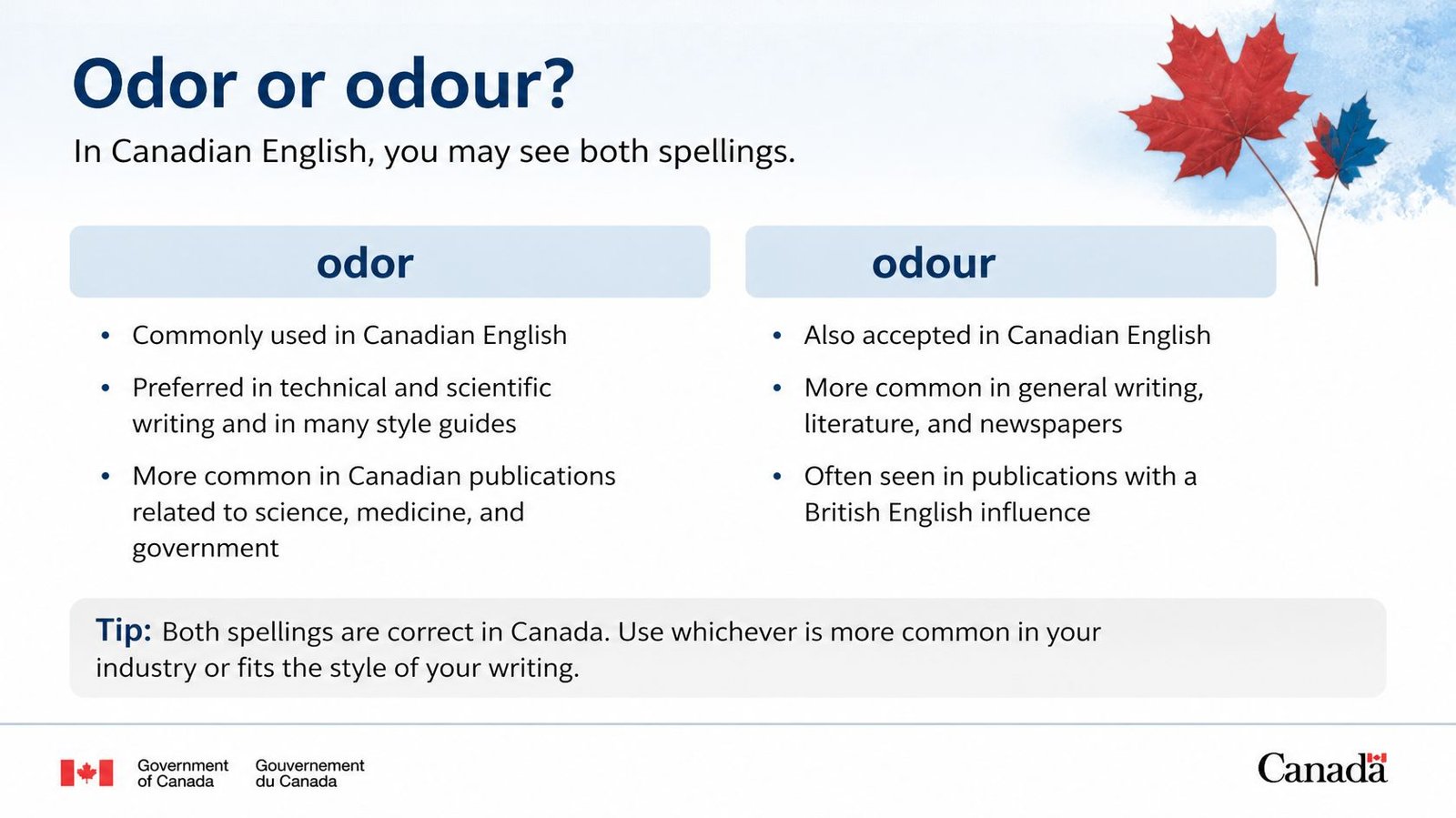 odor or odour canada